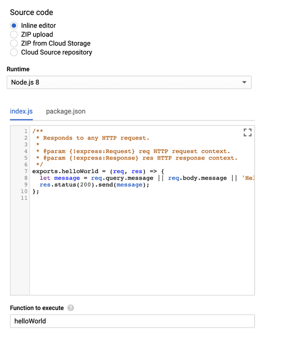 Setting up Cloud Function